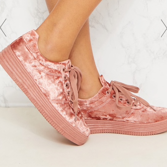 PrettyLittleThing Shoes - velvet platform sneakers